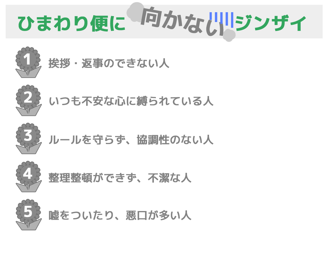 ひまわり便に向かないジンザイ